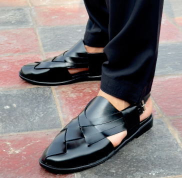 Black Peshawari sandal for men