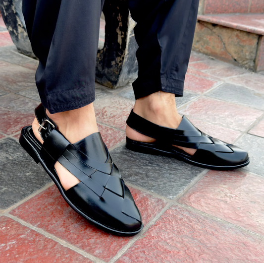 Black Peshawari sandal for men